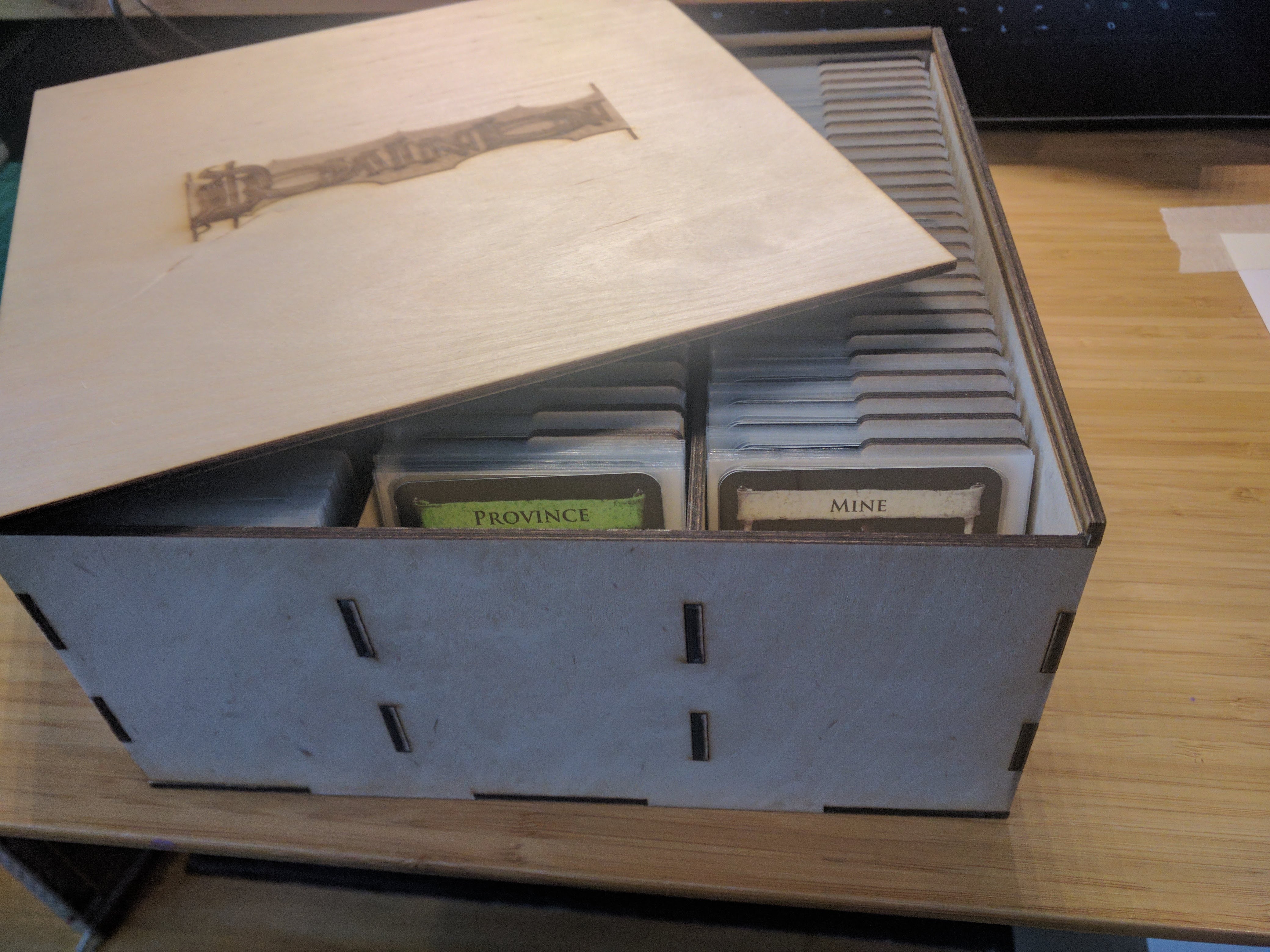 Box for Dominion cards with the lid closed